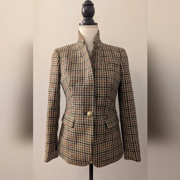 J.crew Regent Blazer with Moon London Fabric Houndstooth Tweed 100% Wool Blazer - Picture 1 of 9